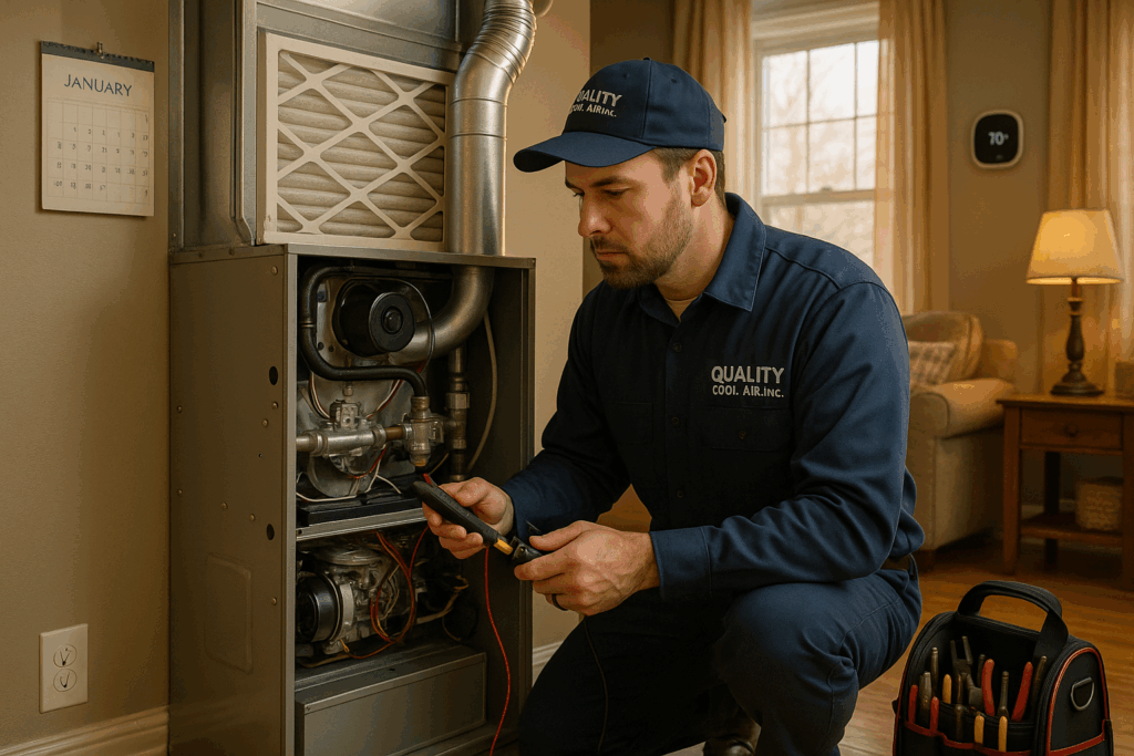 HVAC technician in company uniform